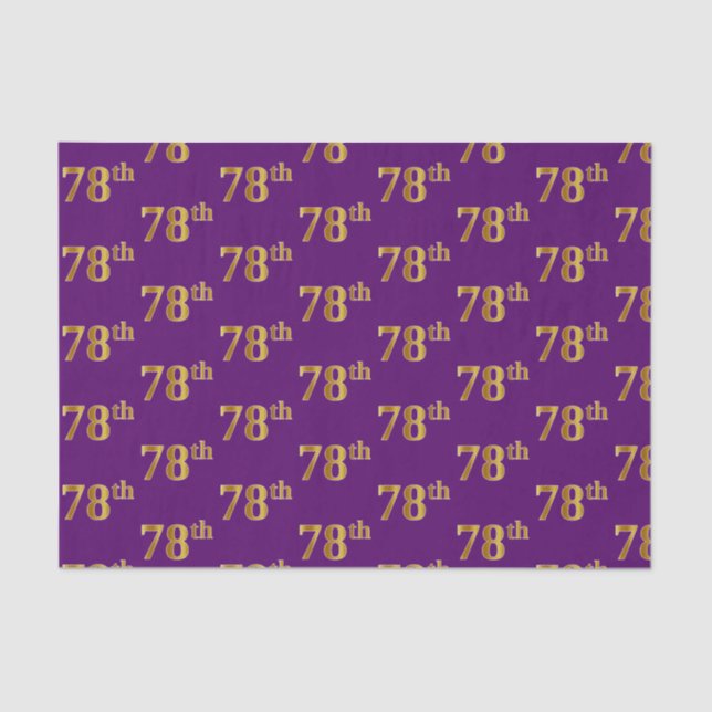 Purple, Faux Gold 78th (Seventy-Eighth) Event Tissue Paper (Front)