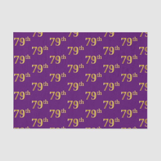 Purple, Faux Gold 79th (Seventy-Ninth) Event Tissue Paper (Front)
