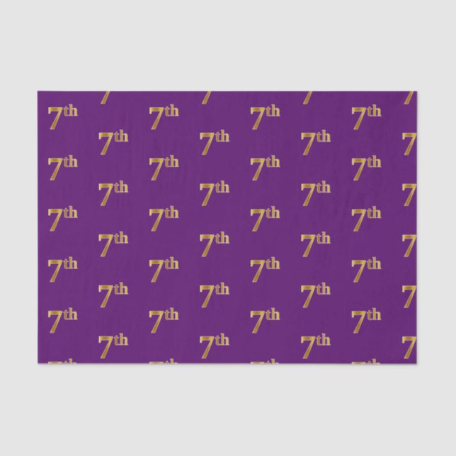 Purple, Faux Gold 7th (Seventh) Event Tissue Paper (Front)