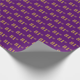 Purple, Faux Gold 81st (Eighty-First) Event Wrapping Paper