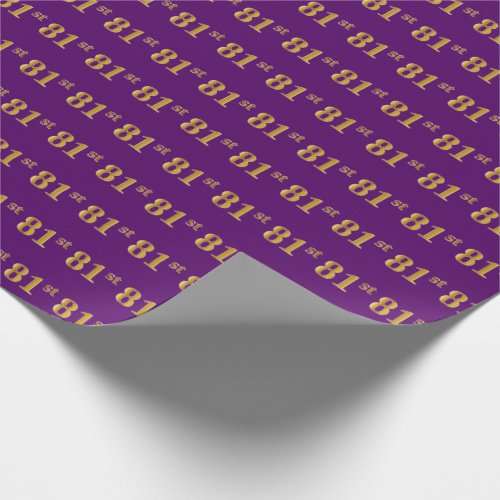 Purple Faux Gold 81st Eighty_First Event Wrapping Paper
