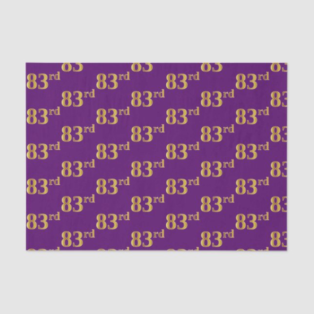 Purple, Faux Gold 83rd (Eighty-Third) Event Tissue Paper (Front)