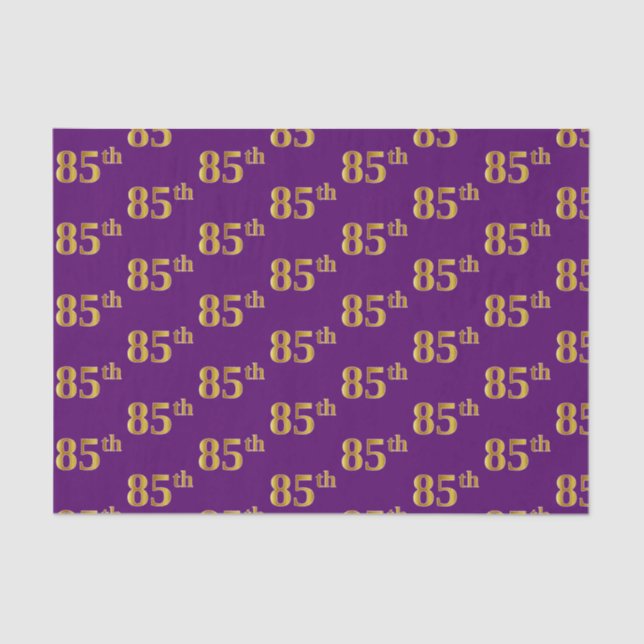 Purple, Faux Gold 85th (Eighty-Fifth) Event Tissue Paper (Front)