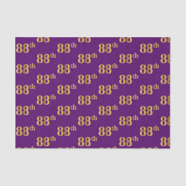 Purple, Faux Gold 88th (Eighty-Eighth) Event Tissue Paper (Front)