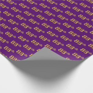 Purple, Faux Gold 88th (Eighty-Eighth) Event Wrapping Paper