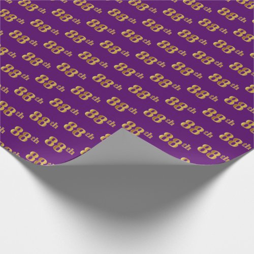 Purple Faux Gold 88th Eighty_Eighth Event Wrapping Paper