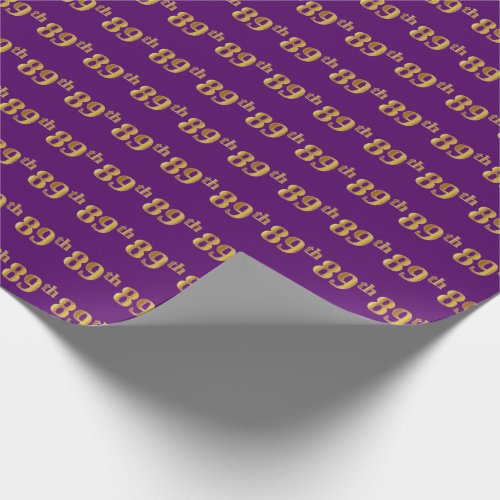 Purple Faux Gold 89th Eighty_Ninth Event Wrapping Paper