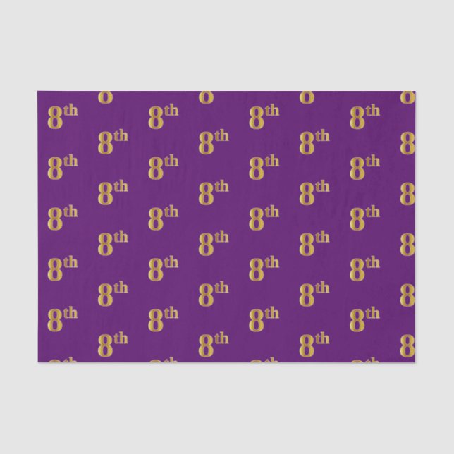 Purple, Faux Gold 8th (Eighth) Event Tissue Paper (Front)
