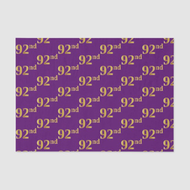 Purple, Faux Gold 92nd (Ninety-Second) Event Tissue Paper (Front)