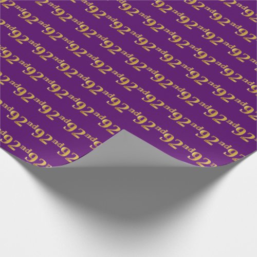 Purple Faux Gold 92nd Ninety_Second Event Wrapping Paper