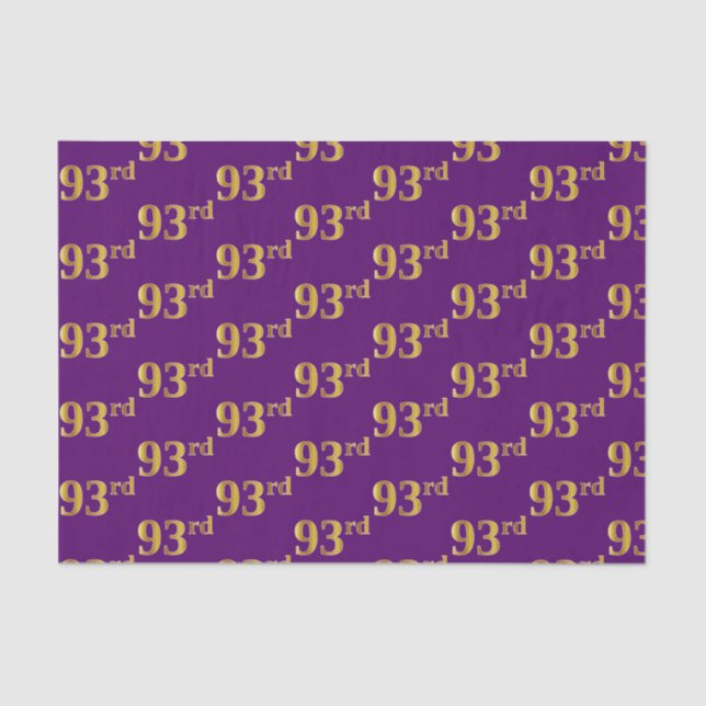Purple, Faux Gold 93rd (Ninety-Third) Event Tissue Paper (Front)