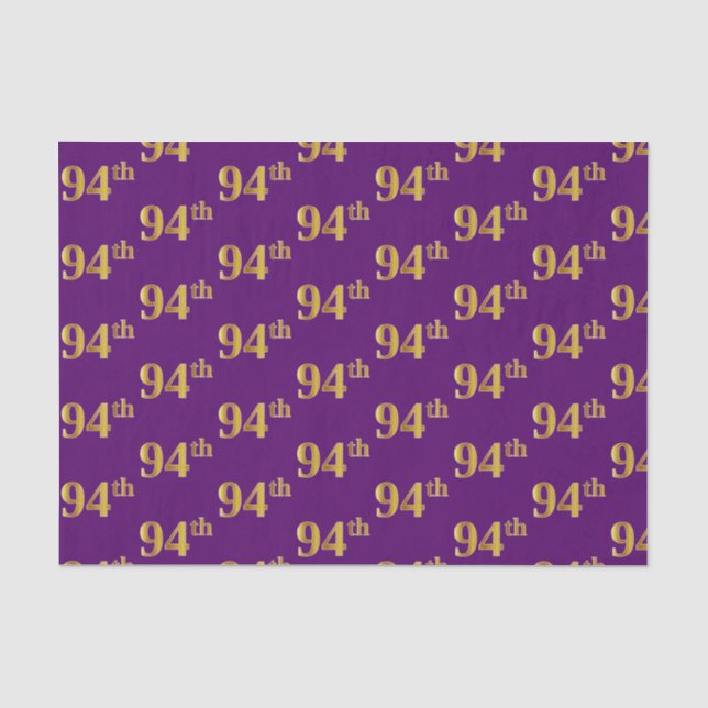 Purple, Faux Gold 94th (Ninety-Fourth) Event Tissue Paper (Front)