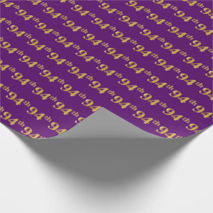 Purple, Faux Gold 94th (Ninety-Fourth) Event Wrapping Paper