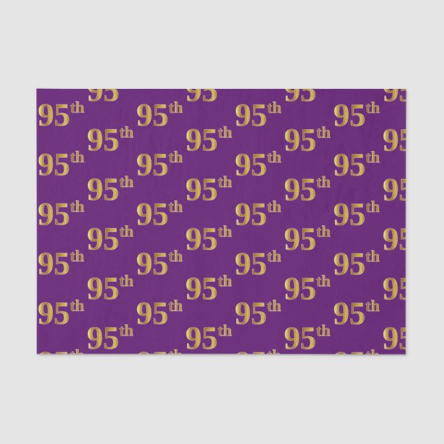 Purple, Faux Gold 95th (Ninety-Fifth) Event Tissue Paper (Front)