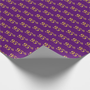 Purple, Faux Gold 95th (Ninety-Fifth) Event Wrapping Paper