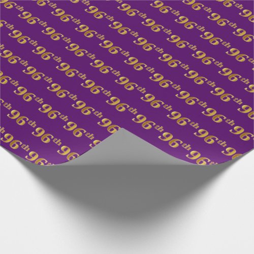 Purple Faux Gold 96th Ninety_Sixth Event Wrapping Paper