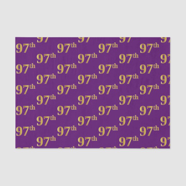 Purple, Faux Gold 97th (Ninety-Seventh) Event Tissue Paper (Front)