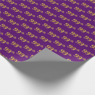 Purple, Faux Gold 99th (Ninety-Ninth) Event Wrapping Paper