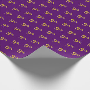 Purple, Faux Gold 9th (Ninth) Event Wrapping Paper