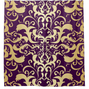 purple,faux,gold,damasks,vintage,antique,floral,pa shower curtain