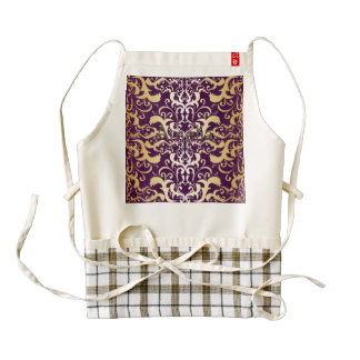 purple,faux,gold,damasks,vintage,antique,floral,pa zazzle HEART apron