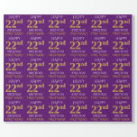 [ Thumbnail: Purple, Faux Gold "Happy 22nd Birthday" Wrapping Paper ]