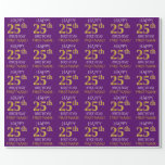 [ Thumbnail: Purple, Faux Gold "Happy 25th Birthday" Wrapping Paper ]