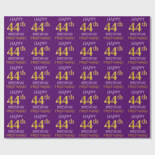 Purple, Faux Gold "HAPPY 44th BIRTHDAY" Wrapping Paper