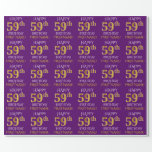 [ Thumbnail: Purple, Faux Gold "Happy 59th Birthday" Wrapping Paper ]