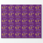 [ Thumbnail: Purple, Faux Gold "Happy 63rd Birthday" Wrapping Paper ]