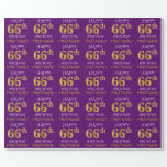 [ Thumbnail: Purple, Faux Gold "Happy 66th Birthday" Wrapping Paper ]