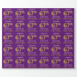 [ Thumbnail: Purple, Faux Gold "Happy 67th Birthday" Wrapping Paper ]
