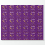 [ Thumbnail: Purple, Faux Gold "Happy 71st Birthday" Wrapping Paper ]