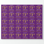 [ Thumbnail: Purple, Faux Gold "Happy 73rd Birthday" Wrapping Paper ]