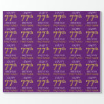 [ Thumbnail: Purple, Faux Gold "Happy 77th Birthday" Wrapping Paper ]