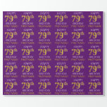 [ Thumbnail: Purple, Faux Gold "Happy 79th Birthday" Wrapping Paper ]