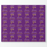 [ Thumbnail: Purple, Faux Gold "Happy 7th Birthday" Wrapping Paper ]