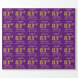 [ Thumbnail: Purple, Faux Gold "Happy 83rd Birthday" Wrapping Paper ]