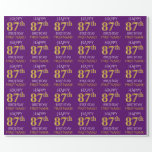 [ Thumbnail: Purple, Faux Gold "Happy 87th Birthday" Wrapping Paper ]