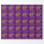 [ Thumbnail: Purple, Faux Gold "Happy 88th Birthday" Wrapping Paper ]