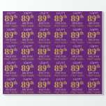 [ Thumbnail: Purple, Faux Gold "Happy 89th Birthday" Wrapping Paper ]