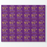 [ Thumbnail: Purple, Faux Gold "Happy 95th Birthday" Wrapping Paper ]
