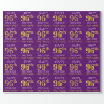 [ Thumbnail: Purple, Faux Gold "Happy 96th Birthday" Wrapping Paper ]