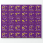 [ Thumbnail: Purple, Faux Gold "Happy 97th Birthday" Wrapping Paper ]