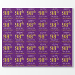 [ Thumbnail: Purple, Faux Gold "Happy 98th Birthday" Wrapping Paper ]
