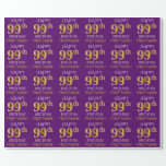 [ Thumbnail: Purple, Faux Gold "Happy 99th Birthday" Wrapping Paper ]