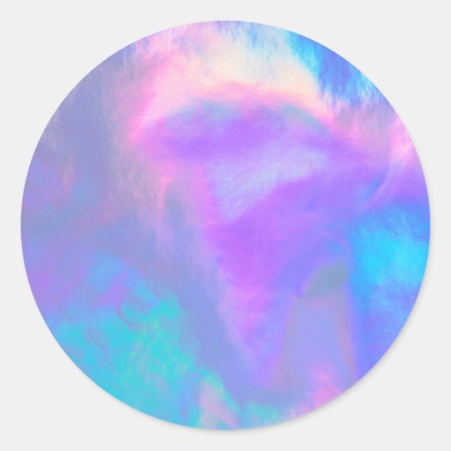 Purple Faux Holo Trendy Classic Round Sticker (Front)