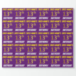 [ Thumbnail: Purple, Faux/Imitation Gold, "13th Birthday" Wrapping Paper ]