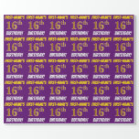 [ Thumbnail: Purple, Faux/Imitation Gold, "16th Birthday" Wrapping Paper ]