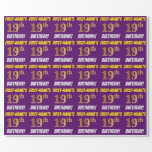 [ Thumbnail: Purple, Faux/Imitation Gold, "19th Birthday" Wrapping Paper ]